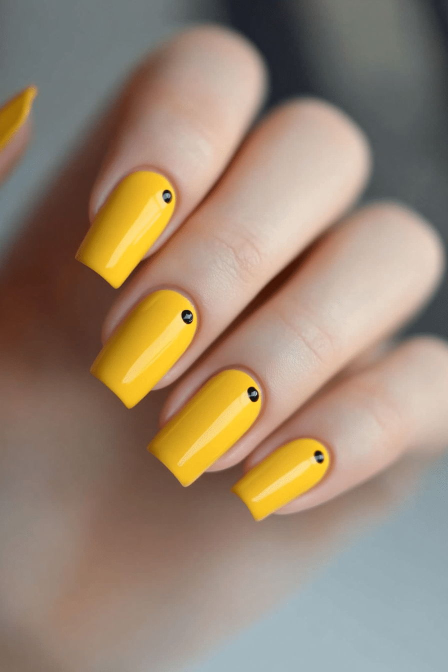 3. Sun Dots Minimalism (Yellow Nail Design Ideas) - Yellow Nail Design Ideas