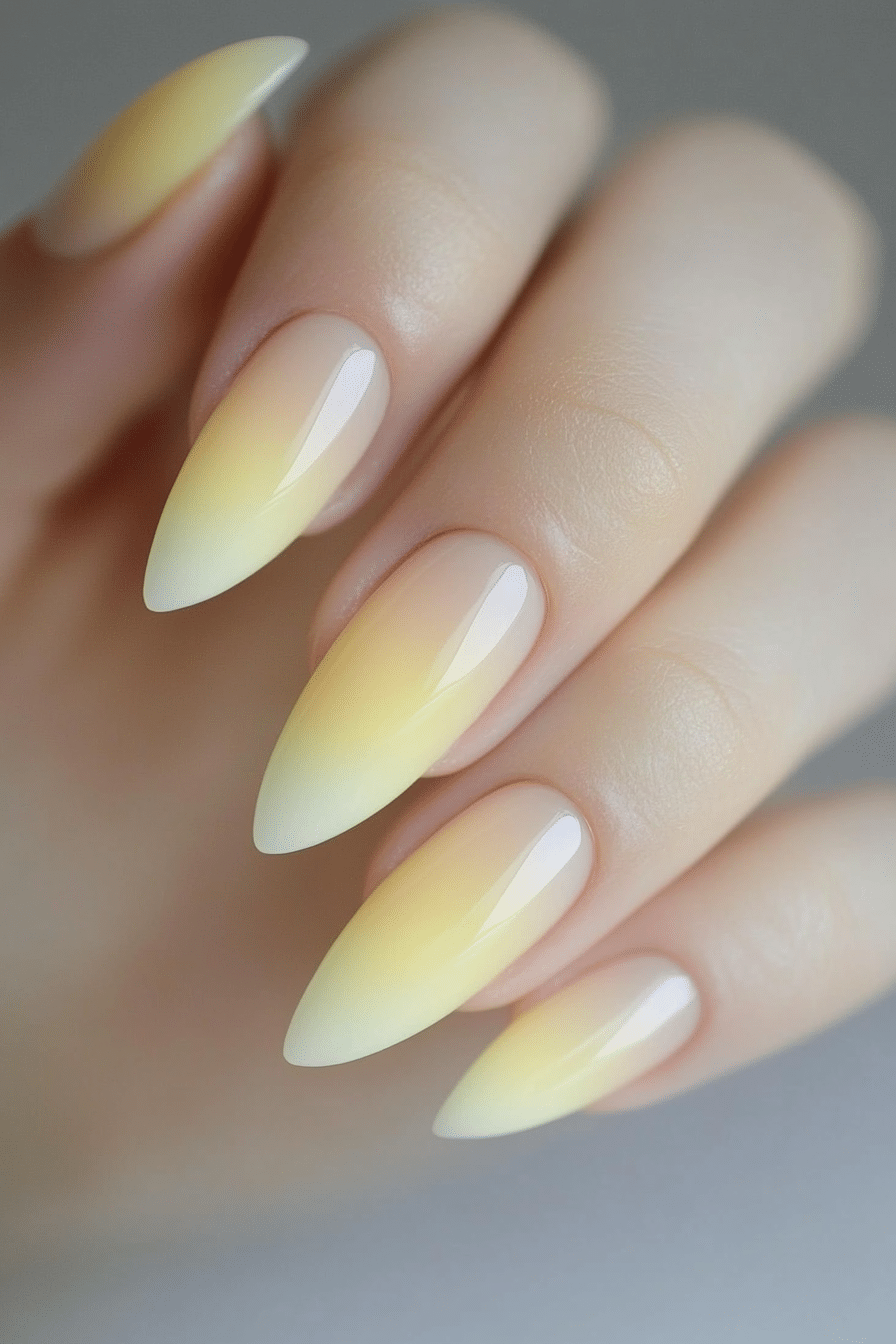 17. Pastel Lemon Fade (Yellow Nail Design Ideas) - Yellow Nail Design Ideas