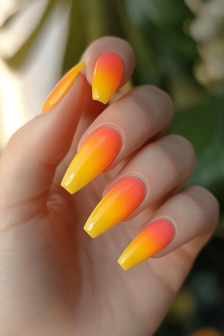 25. Sunset Citrus Fade (Yellow Nail Design Ideas) - Yellow Nail Design Ideas