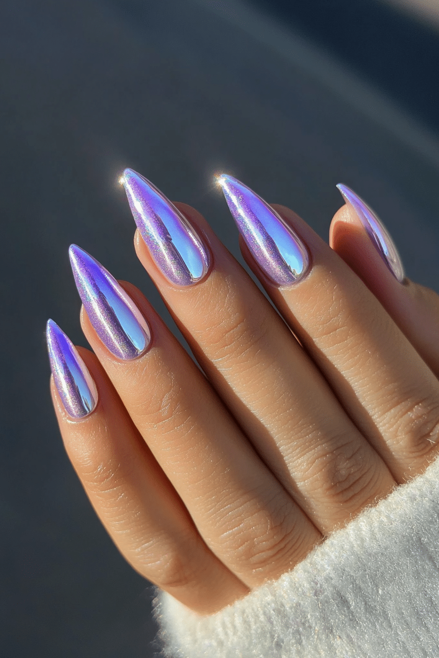 2. Icy Lilac Chrome (Chrome Nail Design Ideas) - Chrome Nail Design Ideas