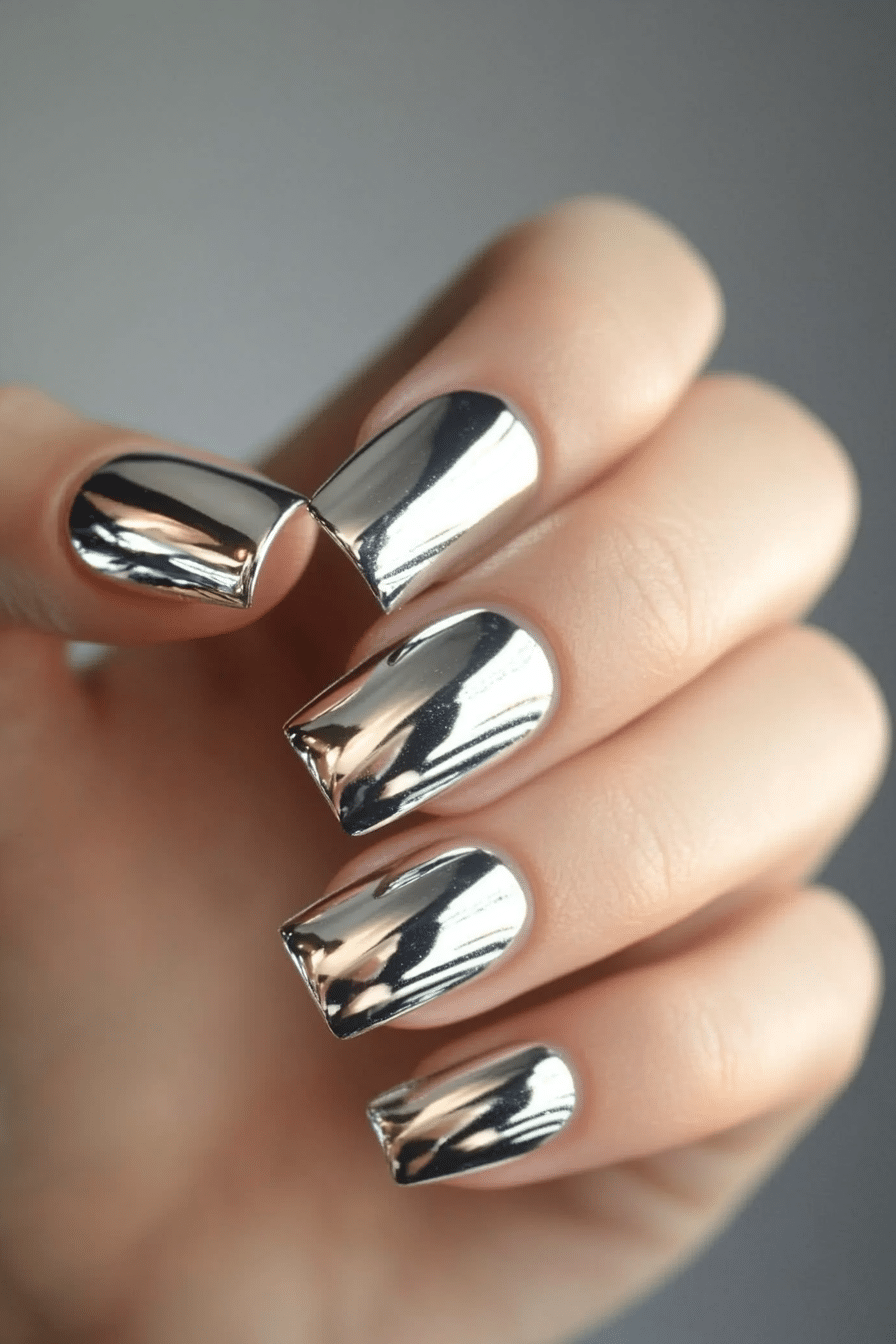 3. Molten Silver Shine (Chrome Nail Design Ideas) - Chrome Nail Design Ideas