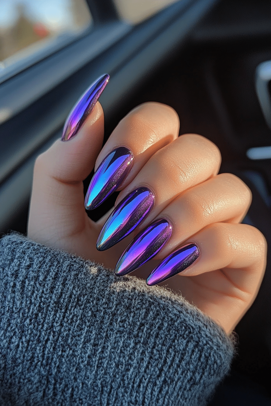 4. Galaxy Purple Chrome (Chrome Nail Design Ideas) - Chrome Nail Design Ideas