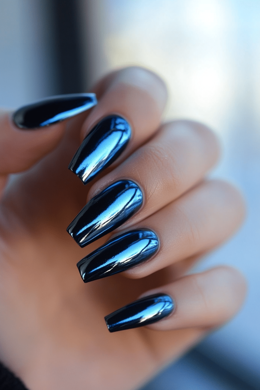 7. Blue Steel Metallic (Chrome Nail Design Ideas) - Chrome Nail Design Ideas