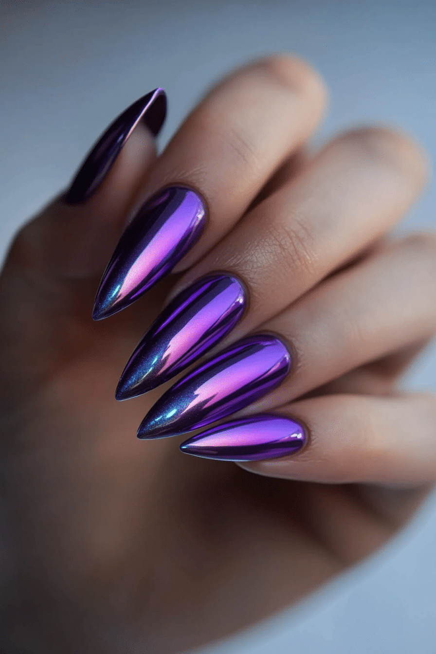 12. Amethyst Glint Chrome (Chrome Nail Design Ideas) - Chrome Nail Design Ideas