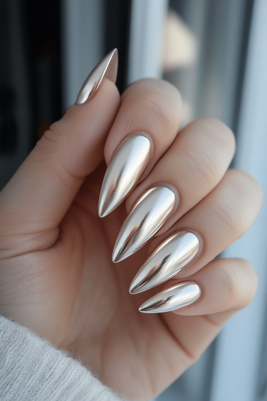 13. Light Beige Lumichrome (Chrome Nail Design Ideas) - Chrome Nail Design Ideas
