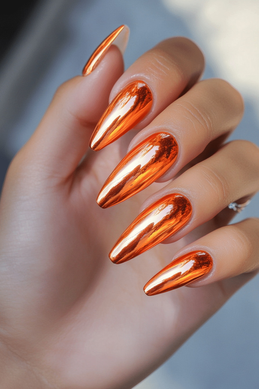 14. Tangerine Flash Chrome (Chrome Nail Design Ideas) - Chrome Nail Design Ideas