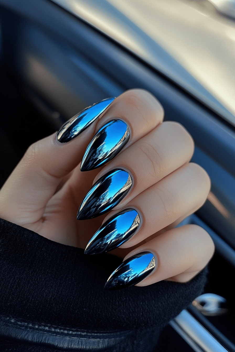15. Velvet Blue Chrome (Chrome Nail Design Ideas) - Chrome Nail Design Ideas