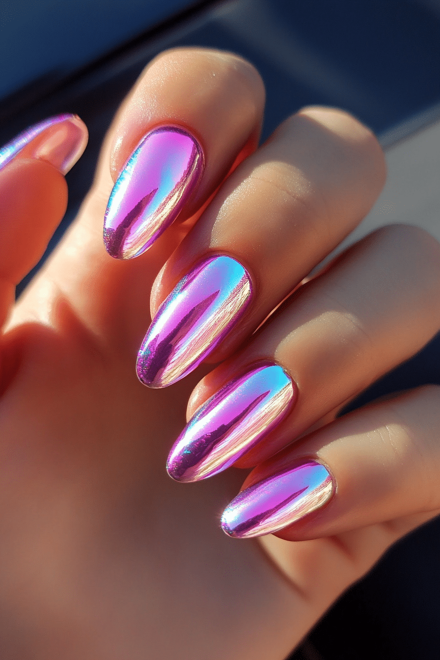 16. Pink Plasma Chrome (Chrome Nail Design Ideas) - Chrome Nail Design Ideas