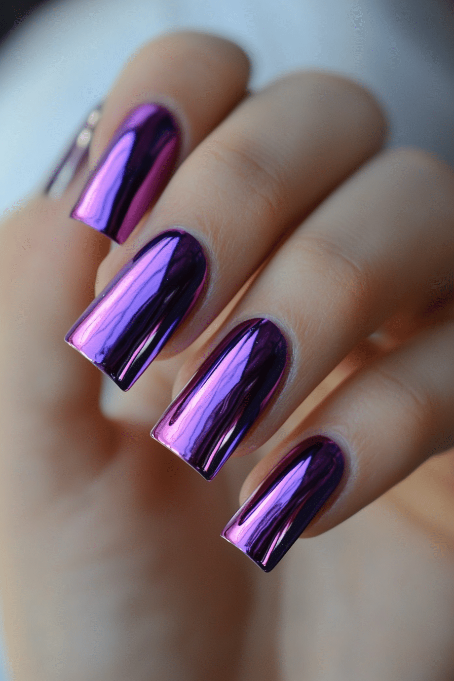 21. Electric Violet Chrome (Chrome Nail Design Ideas) - Chrome Nail Design Ideas