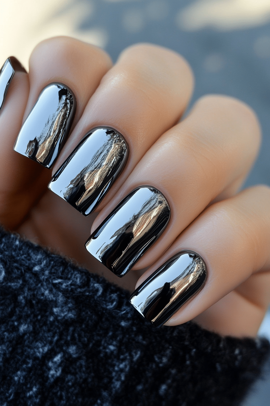24. Graphite Glow Chrome (Chrome Nail Design Ideas) - Chrome Nail Design Ideas