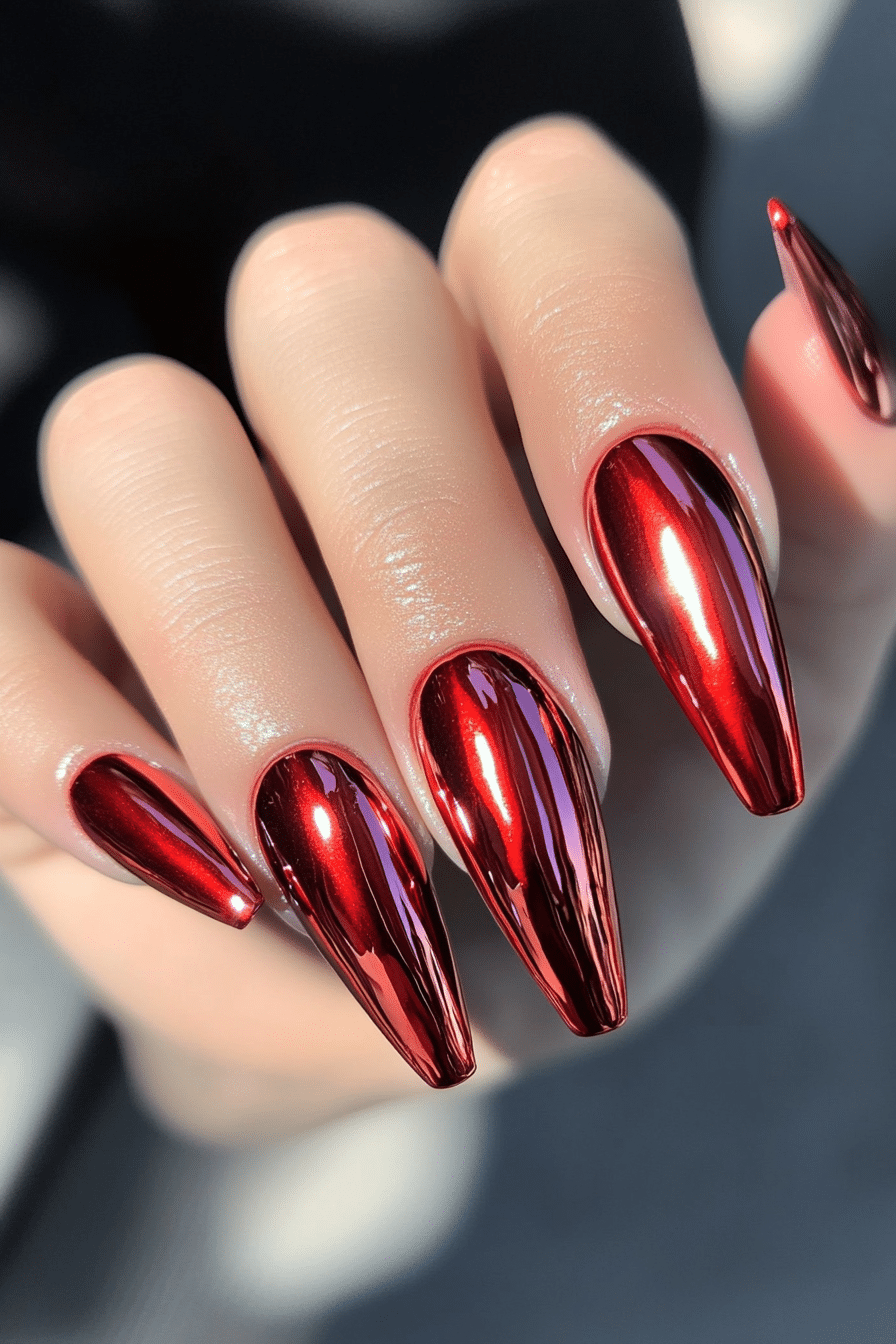26. Ruby Flame Chrome (Chrome Nail Design Ideas) - Chrome Nail Design Ideas