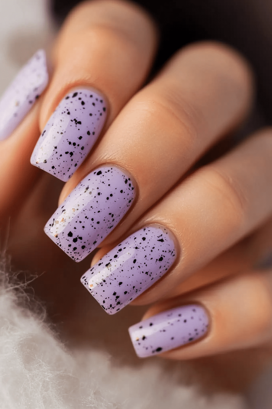 4. Speckled Lavender (Cute Short Nail Design Ideas) - Cute Short Nail Design Ideas