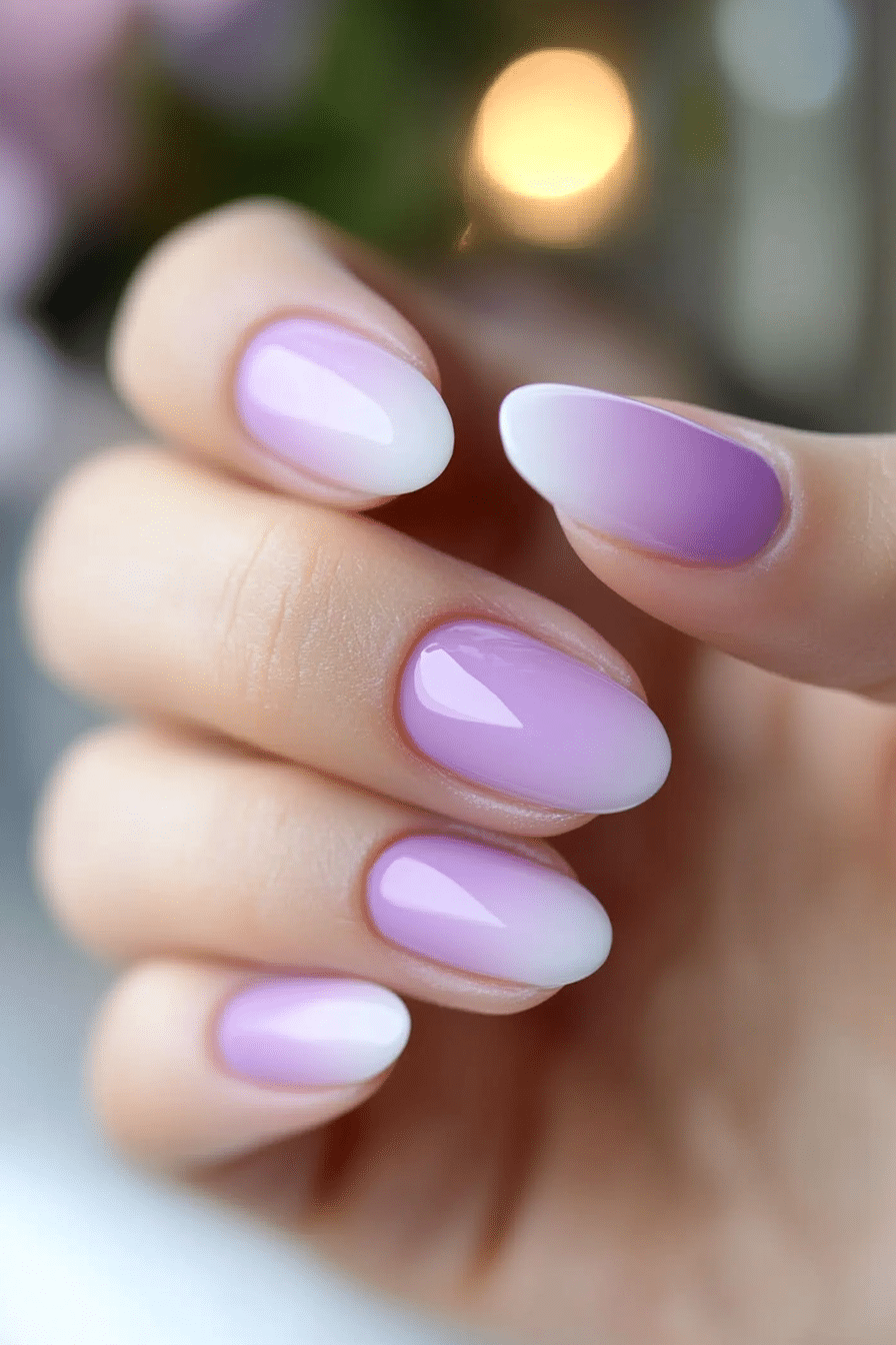13. Icy Lilac Fade (Cute Short Nail Design Ideas) - Cute Short Nail Design Ideas