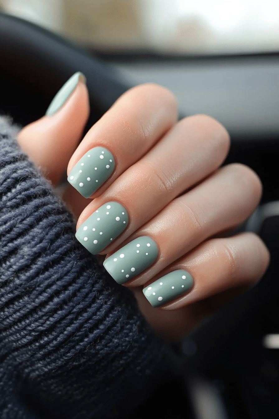 14. Matte Forest Dot (Cute Short Nail Design Ideas) - Cute Short Nail Design Ideas