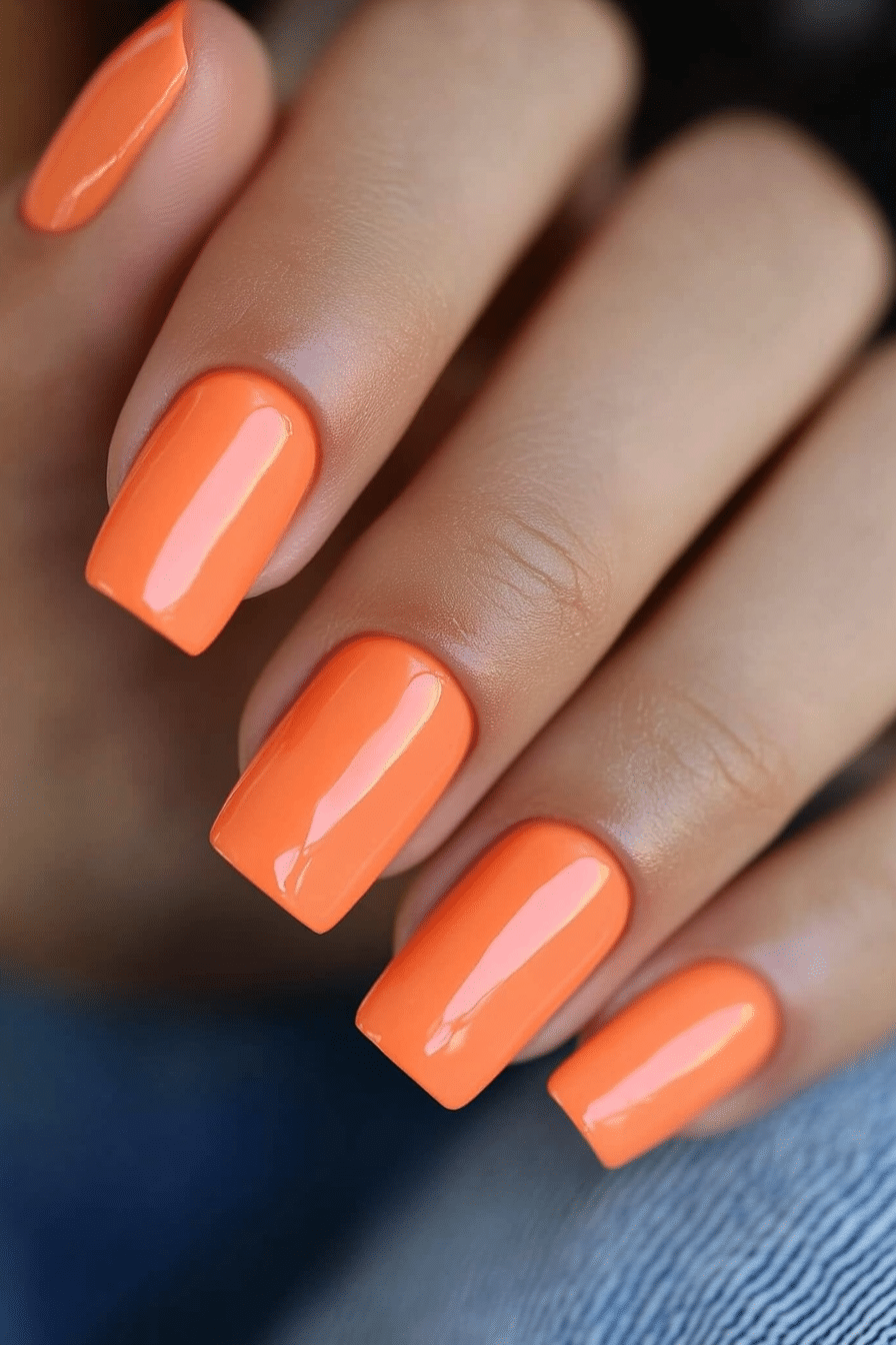 20. Tangerine Pop (Cute Short Nail Design Ideas) - Cute Short Nail Design Ideas