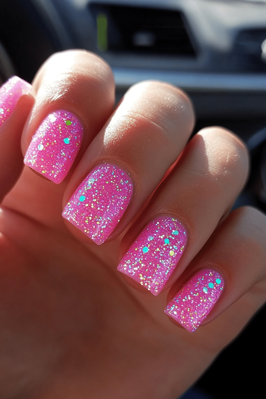 24. Bubblegum Spark (Cute Short Nail Design Ideas) - Cute Short Nail Design Ideas