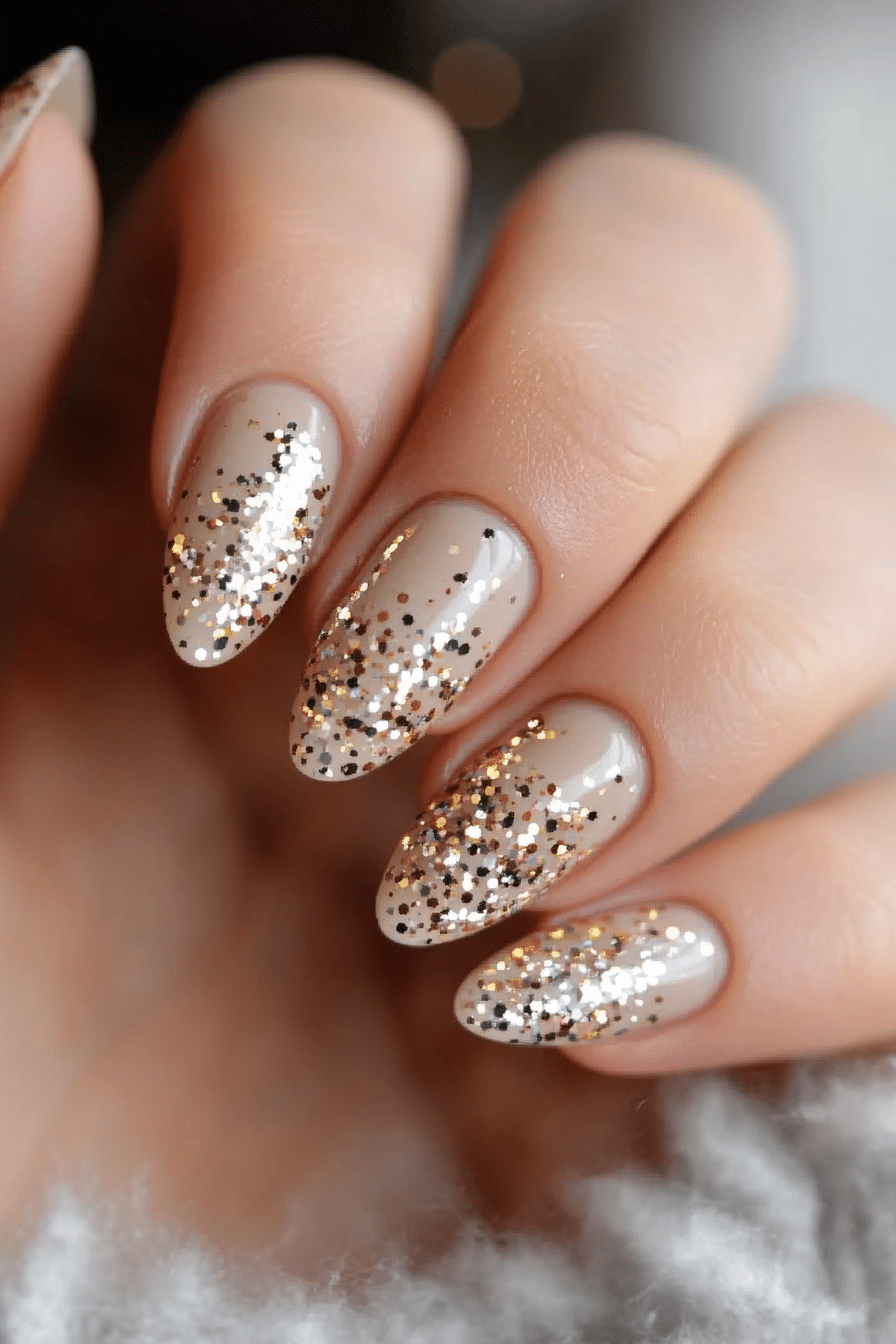 5. Light Beige Stardust (Glitter Nail Design Ideas) - Glitter Nail Design Ideas