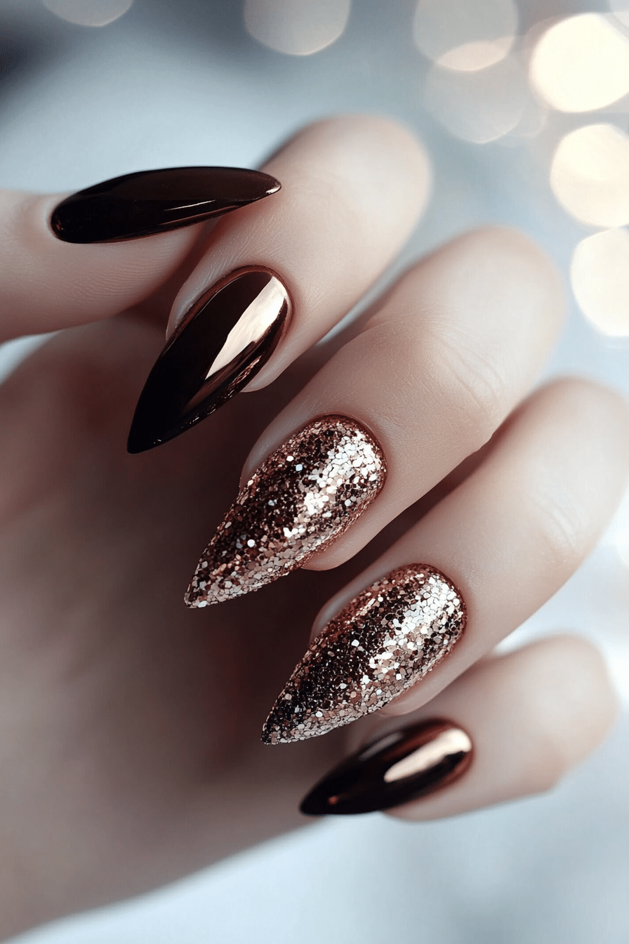7. Copper Crystals (Glitter Nail Design Ideas) - Glitter Nail Design Ideas