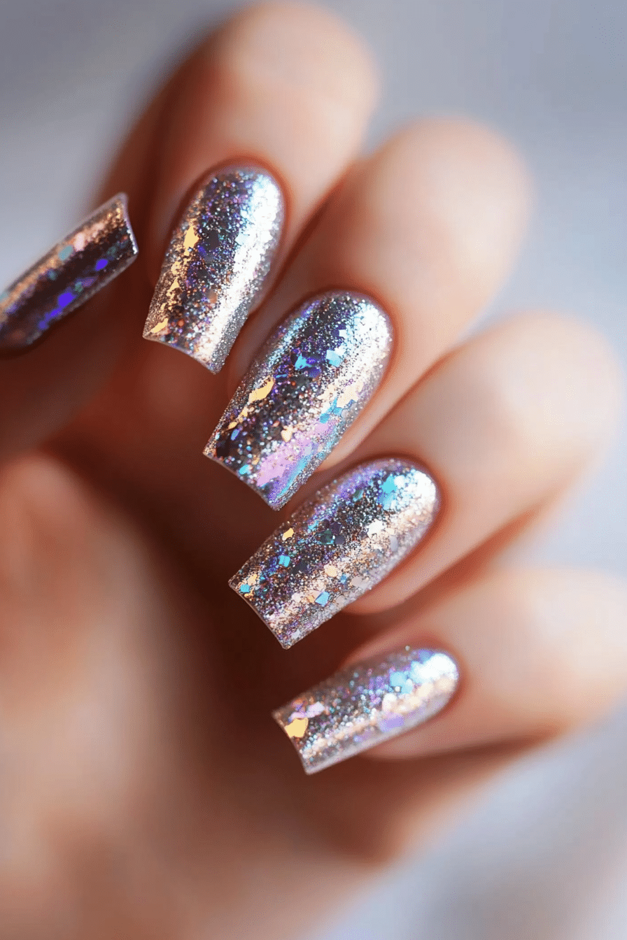 10. Silver Foil Fusion (Glitter Nail Design Ideas) - Glitter Nail Design Ideas