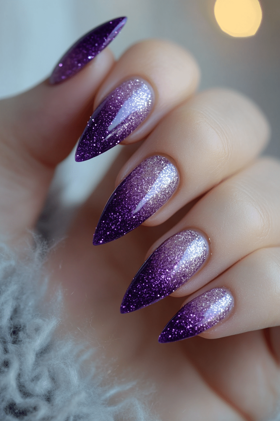 14. Amethyst Spark Flash (Glitter Nail Design Ideas) - Glitter Nail Design Ideas