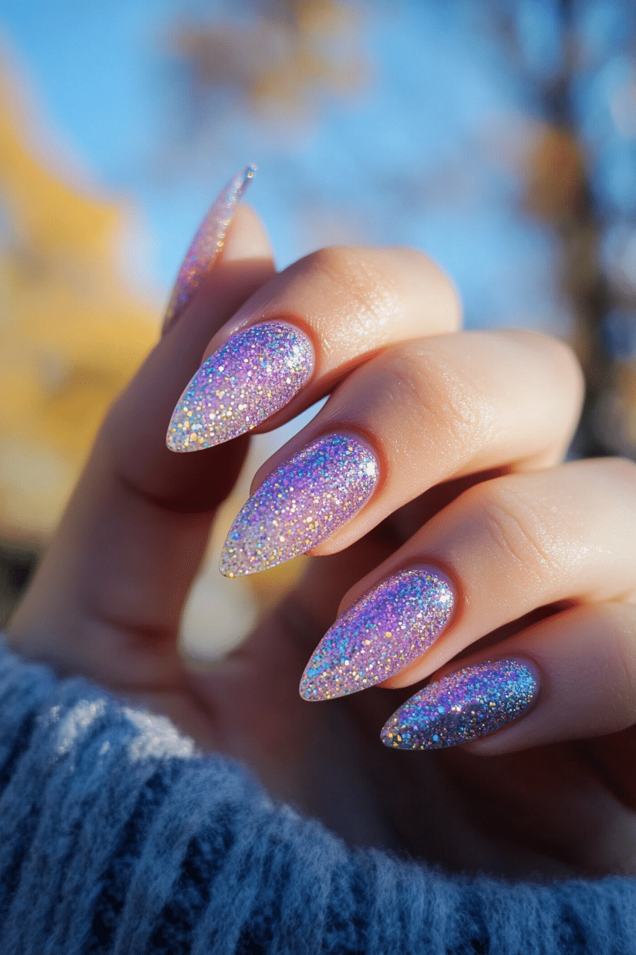 17. Periwinkle Prism Shine (Glitter Nail Design Ideas) - Glitter Nail Design Ideas