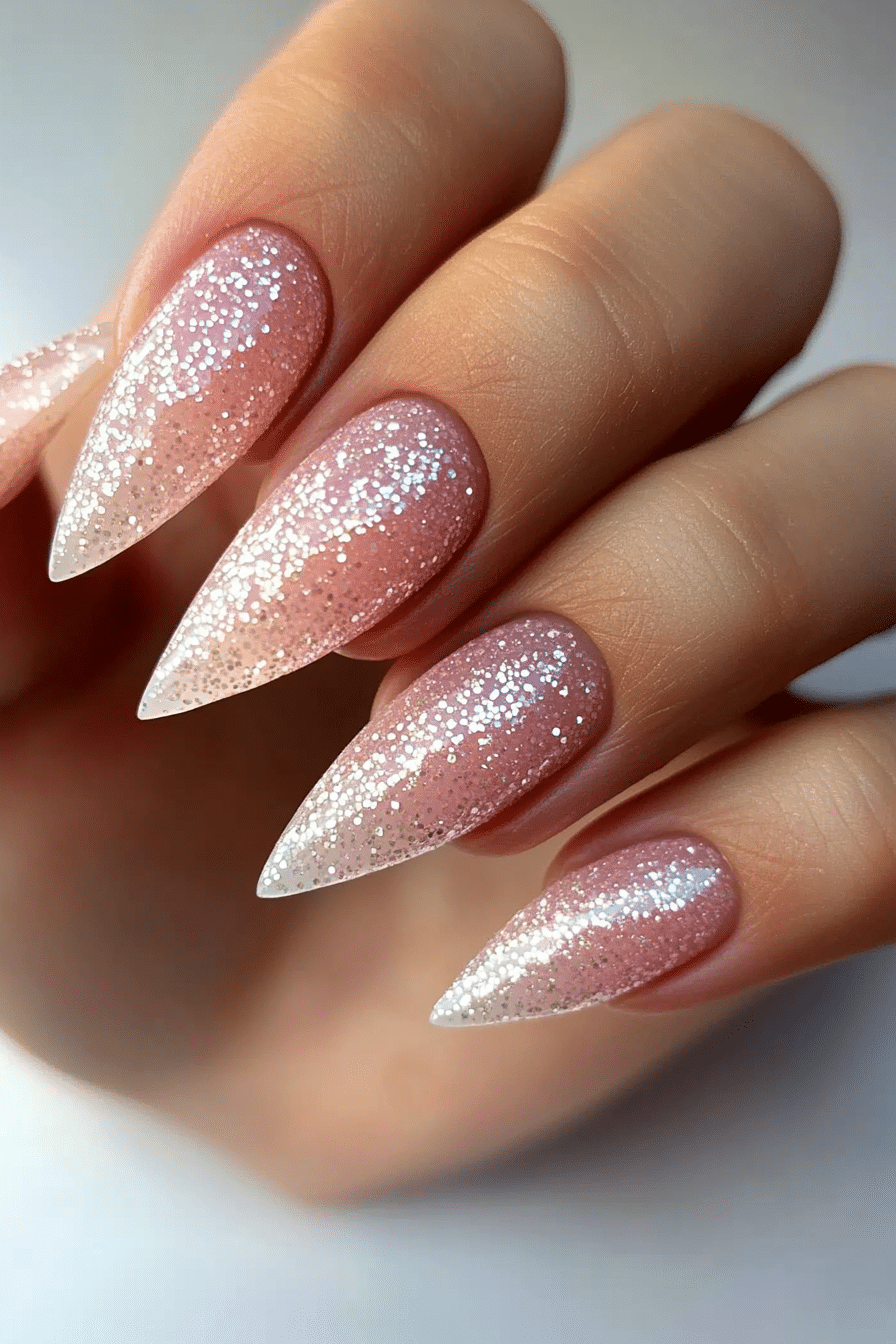 20. Blush Quartz Sparkle (Glitter Nail Design Ideas) - Glitter Nail Design Ideas