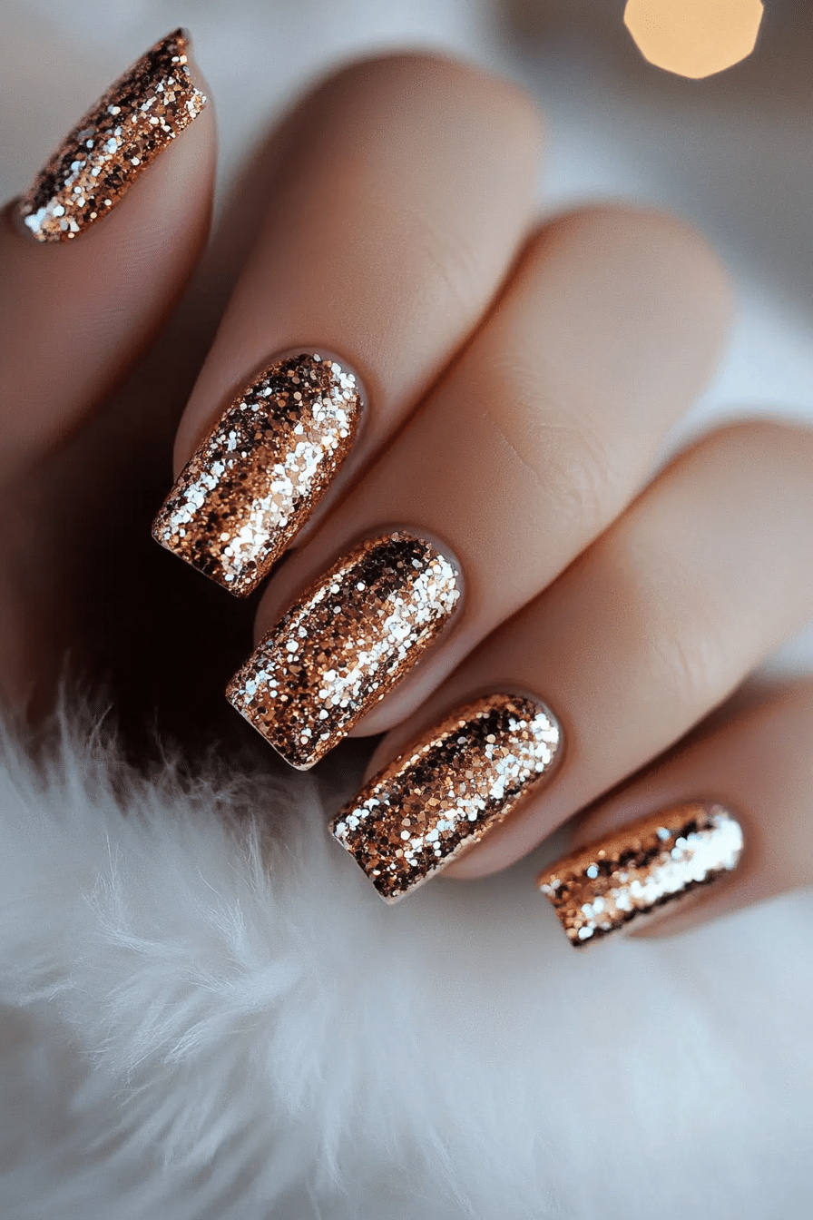 23. Sunset Bronze Gleam (Glitter Nail Design Ideas) - Glitter Nail Design Ideas