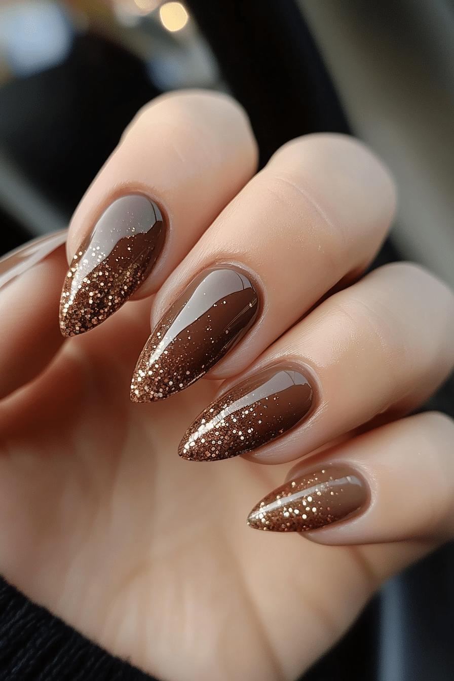 24. Mocha Glitz Mist (Glitter Nail Design Ideas) - Glitter Nail Design Ideas