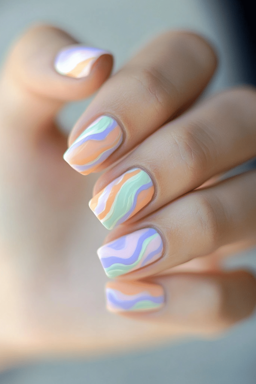 1. Pastel Swirl Delight (Short Nail Art Design Ideas) - Short Nail Art Design Ideas