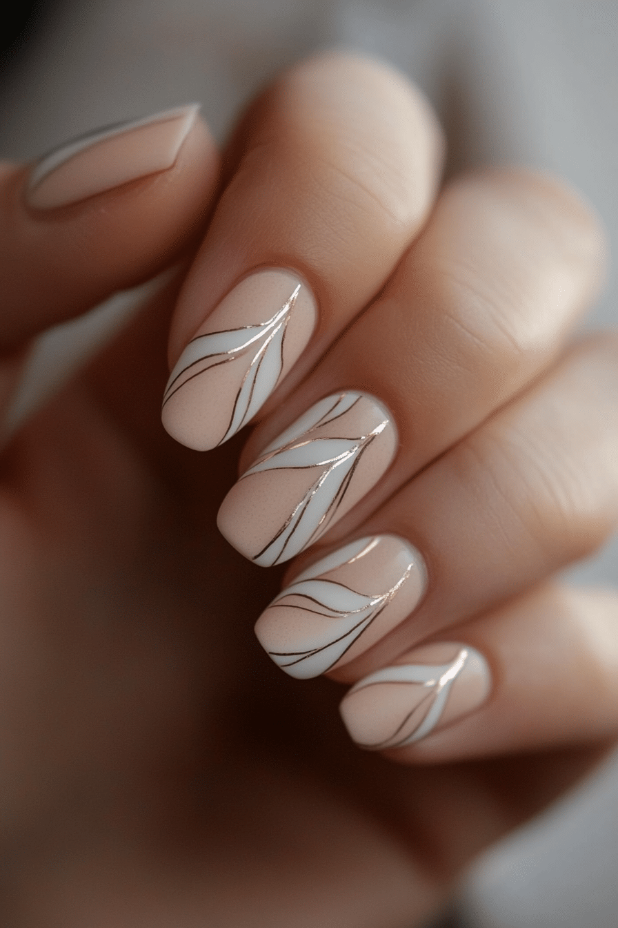 4. Mauve Abstract Lines (Short Nail Art Design Ideas) - Short Nail Art Design Ideas