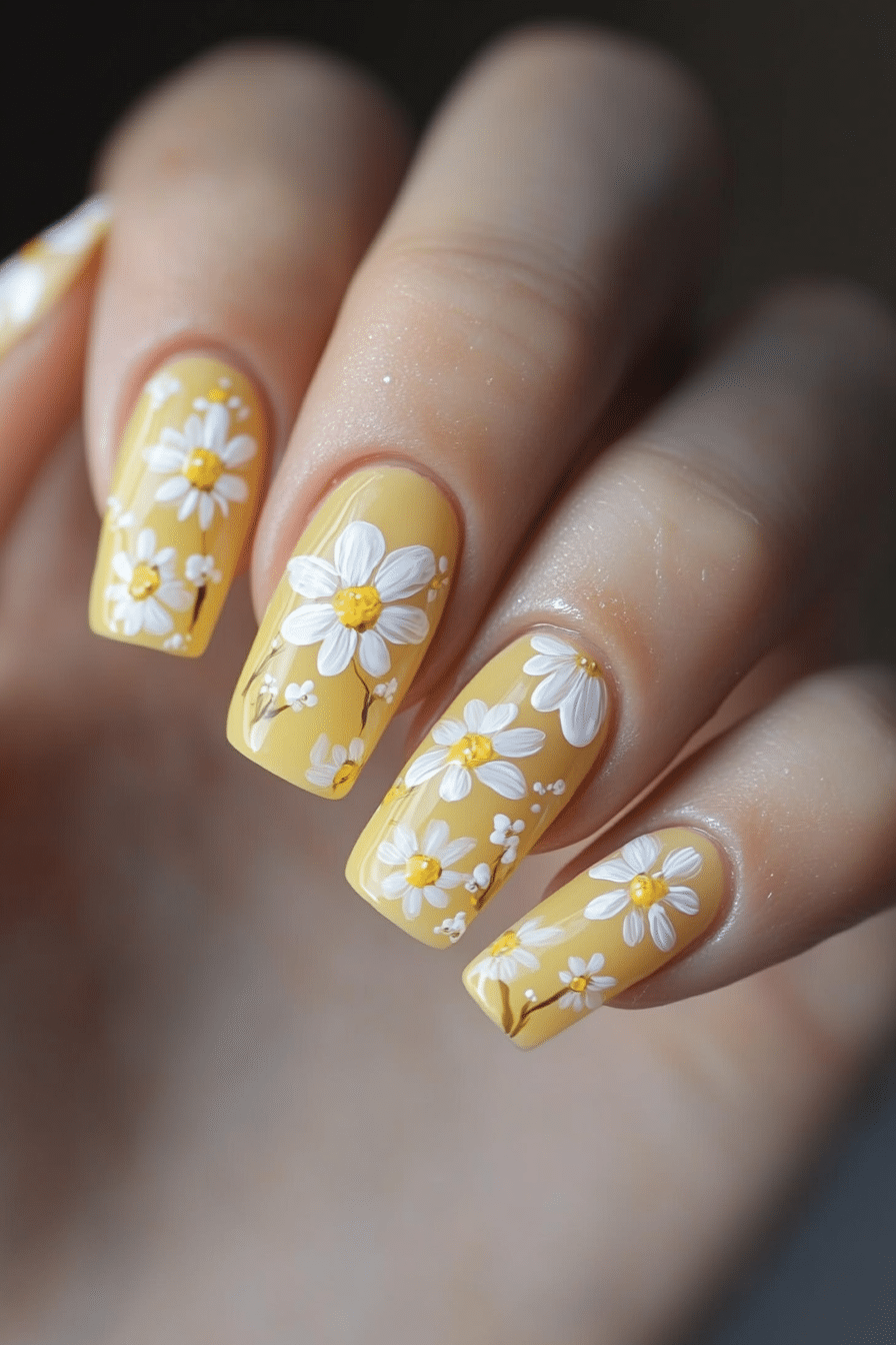 7. Daisy Chain Accents (Short Nail Art Design Ideas) - Short Nail Art Design Ideas