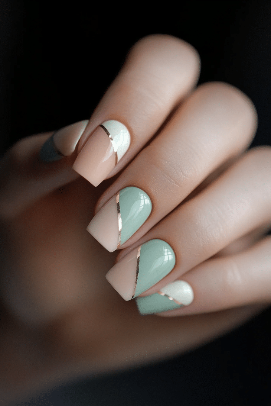 10. Muted Mint Blocks (Short Nail Art Design Ideas) - Short Nail Art Design Ideas