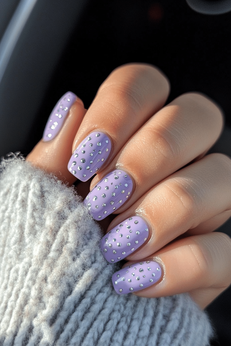 11. Lavender Chrome Dots (Short Nail Art Design Ideas) - Short Nail Art Design Ideas