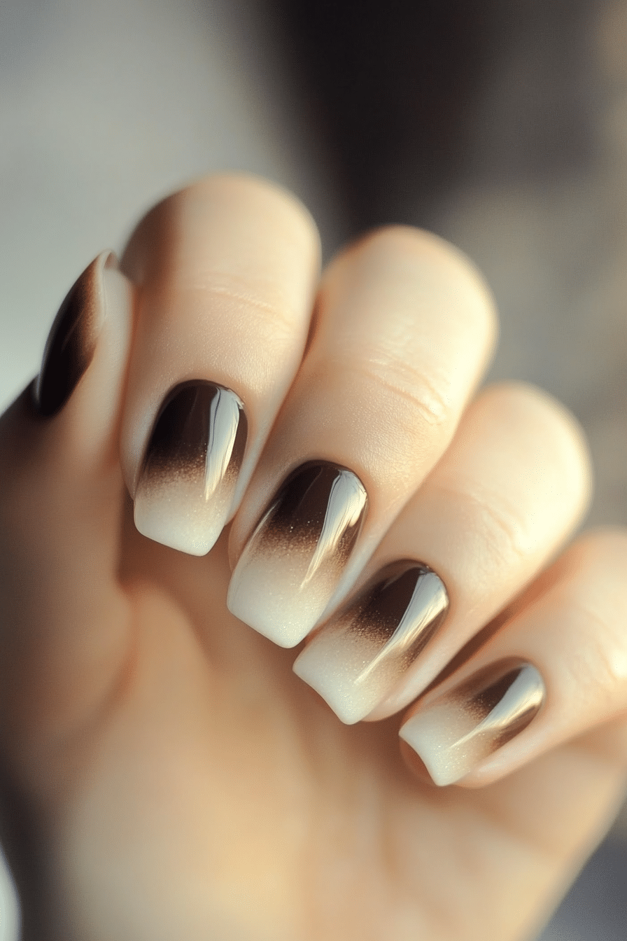 14. Mocha Fade Wash (Short Nail Art Design Ideas) - Short Nail Art Design Ideas