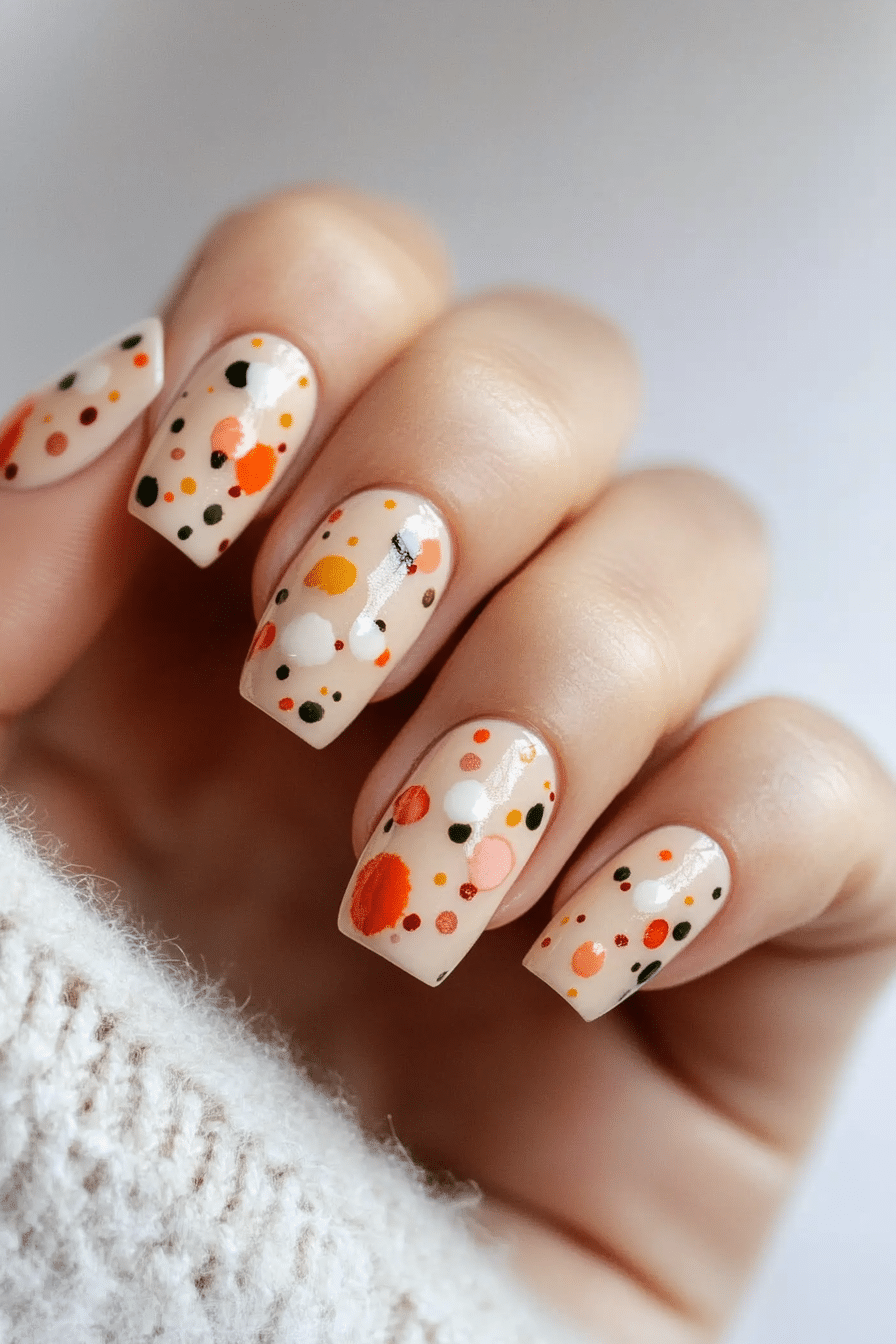 17. Terracotta Confetti (Short Nail Art Design Ideas) - Short Nail Art Design Ideas