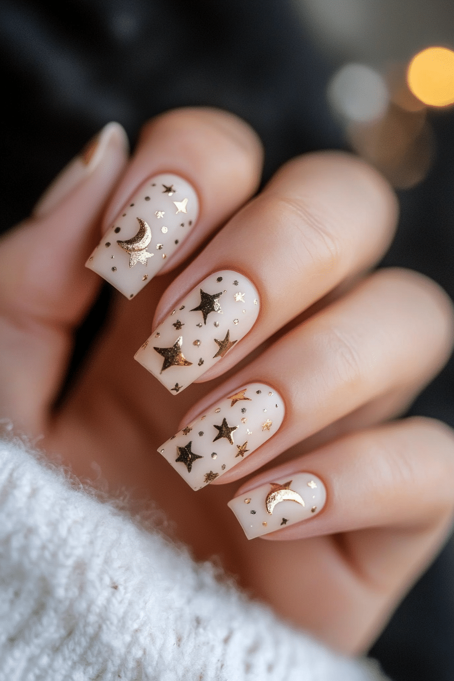 18. Celestial Dot Art (Short Nail Art Design Ideas) - Short Nail Art Design Ideas