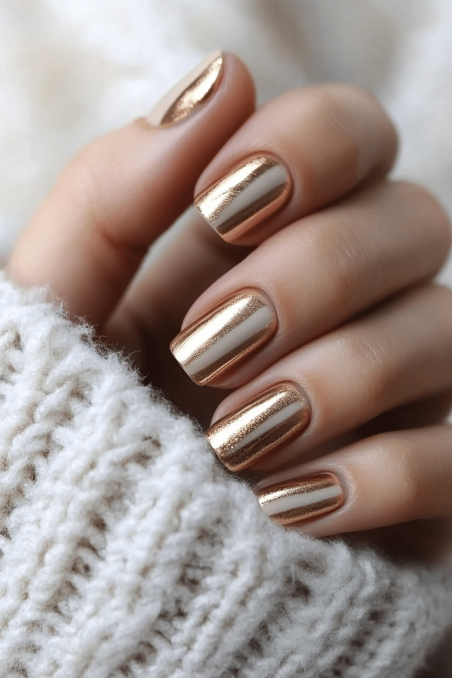 21. Cinnamon Accent Nails (Short Nail Art Design Ideas) - Short Nail Art Design Ideas