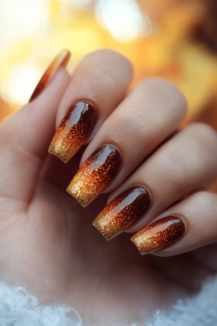 2. Golden Harvest Ombre (Thanksgiving Nail Design Ideas) - Thanksgiving Nail Design Ideas