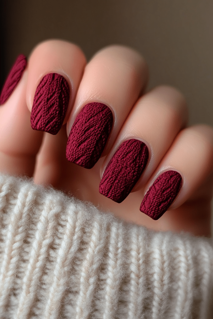 8. Cozy Sweater Texture (Thanksgiving Nail Design Ideas) - Thanksgiving Nail Design Ideas
