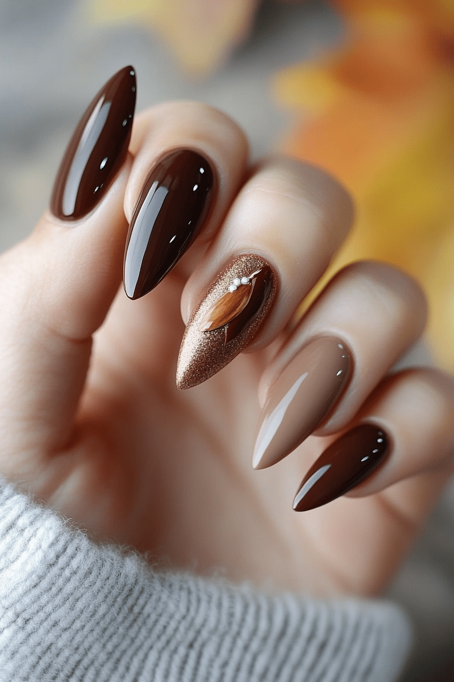 14. Toasted Almond Mix (Thanksgiving Nail Design Ideas) - Thanksgiving Nail Design Ideas