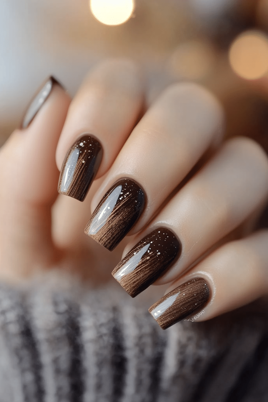 20. Walnut Woodgrain (Thanksgiving Nail Design Ideas) - Thanksgiving Nail Design Ideas