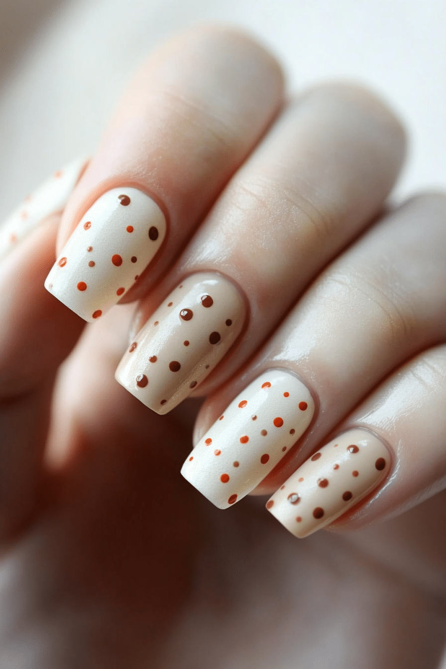 22. Hazel Spice Dots (Thanksgiving Nail Design Ideas) - Thanksgiving Nail Design Ideas