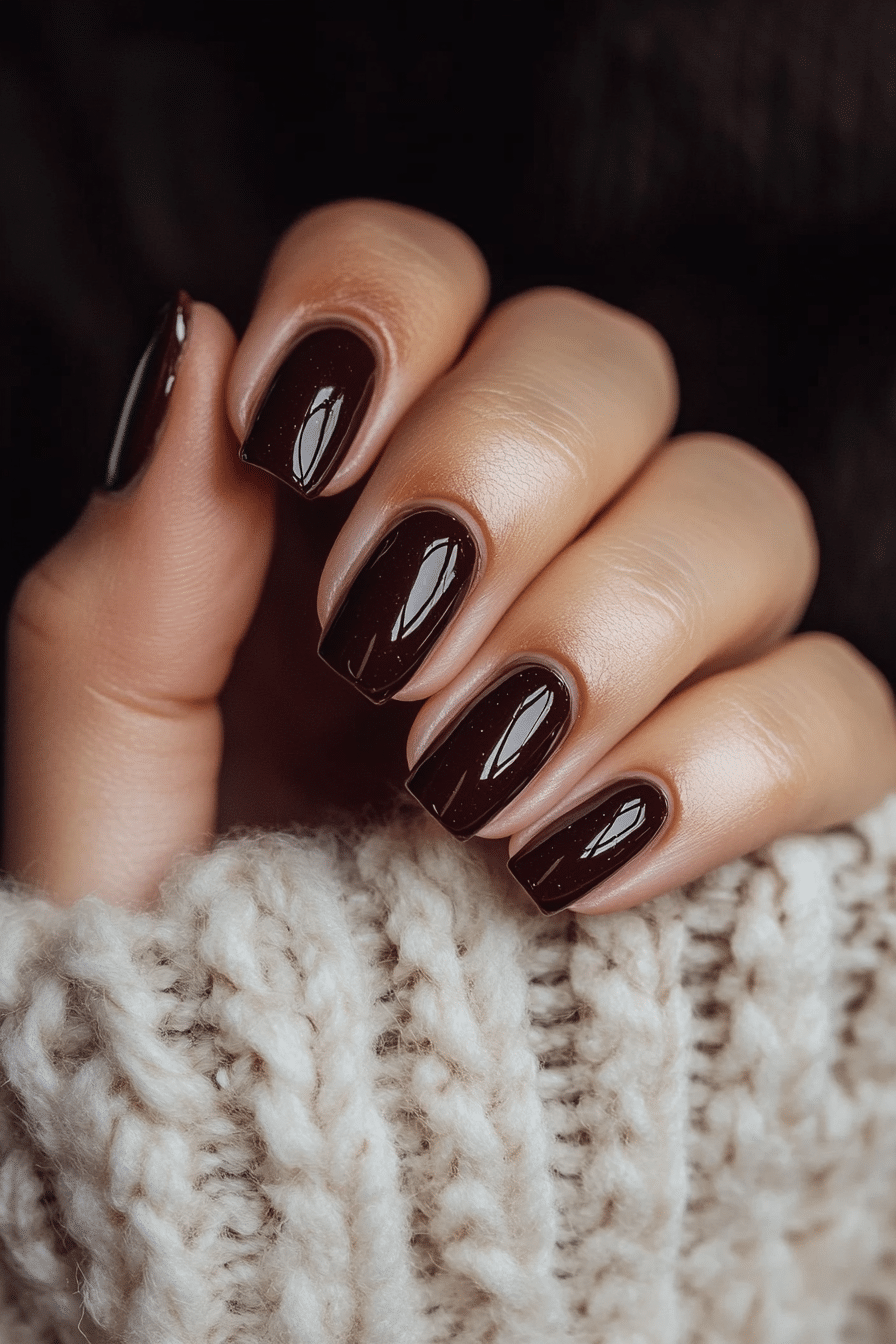 25. Chestnut Velvet (Thanksgiving Nail Design Ideas) - Thanksgiving Nail Design Ideas