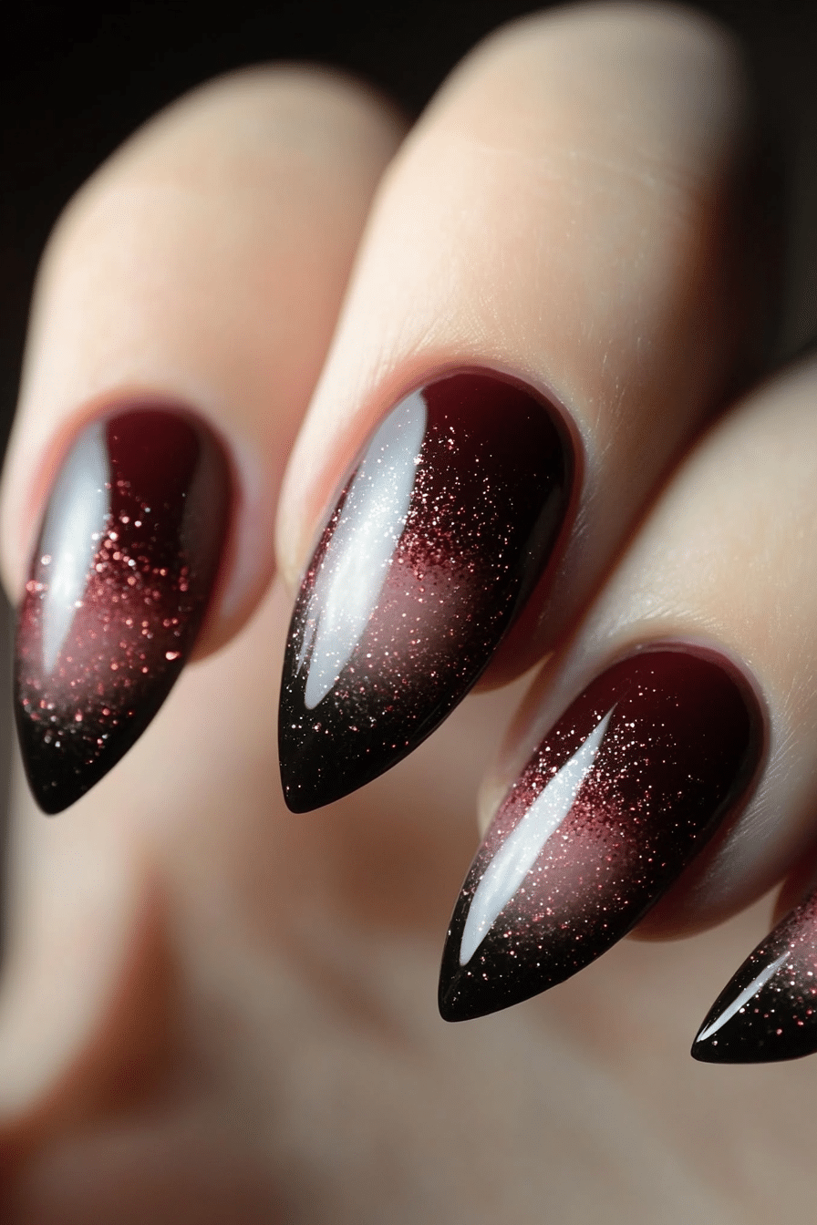 16. Burgundy and Smoky Quartz Shimmer (Burgundy Nail Design Ideas) - Burgundy Nail Design Ideas