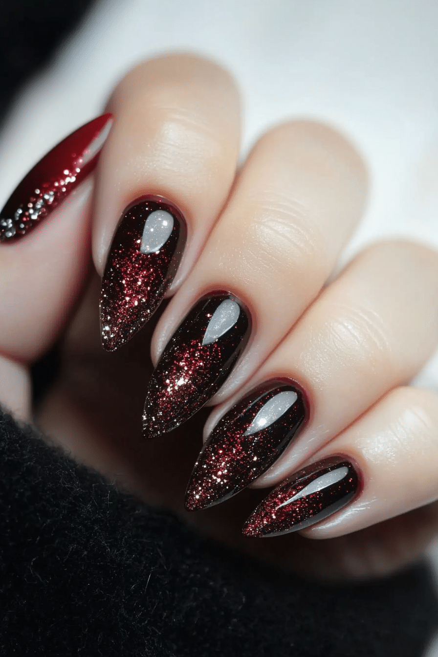 22. Burgundy Galaxy Nails (Burgundy Nail Design Ideas) - Burgundy Nail Design Ideas