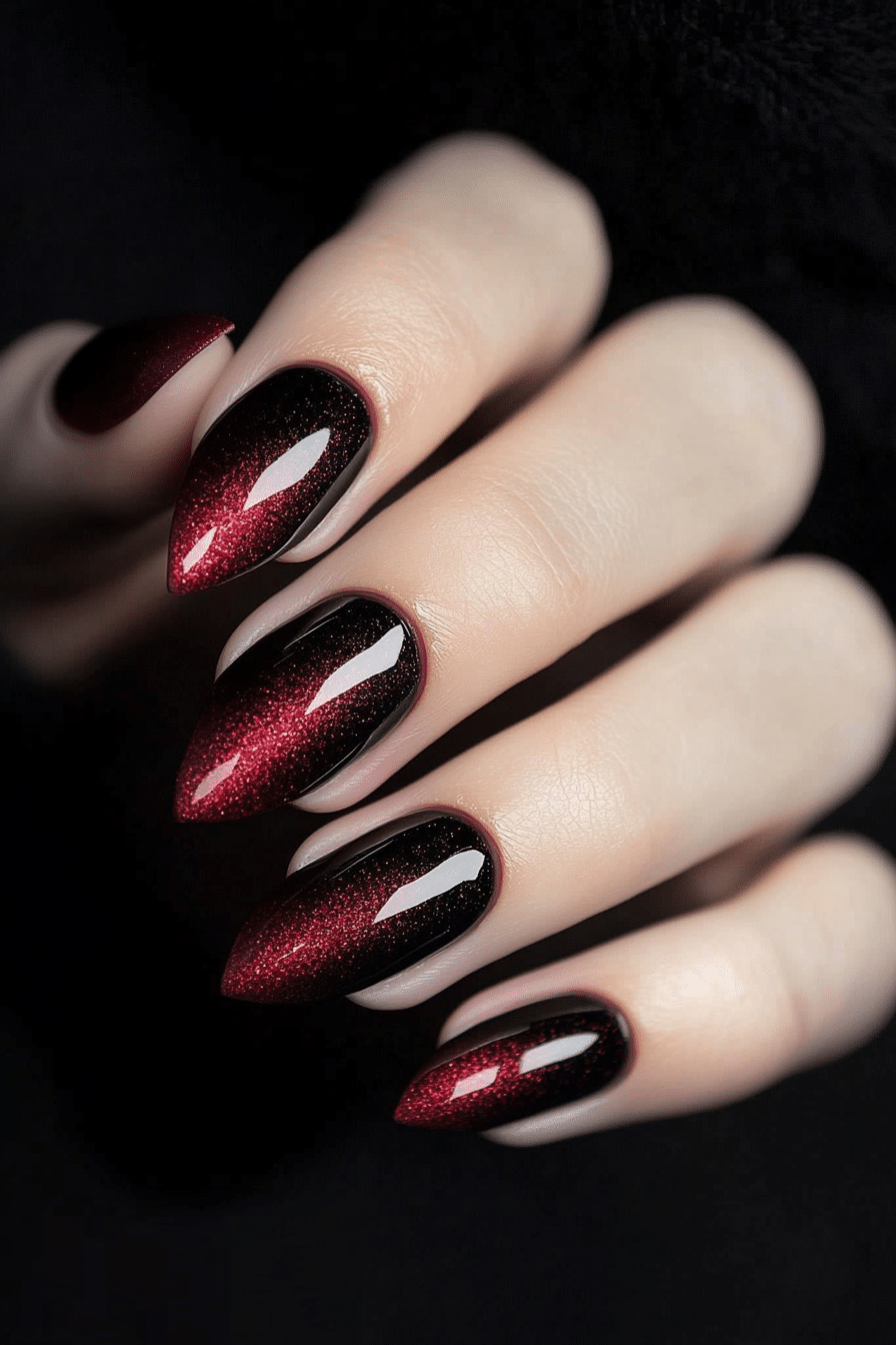 23. Deep Burgundy Aura Nails (Burgundy Nail Design Ideas) - Burgundy Nail Design Ideas