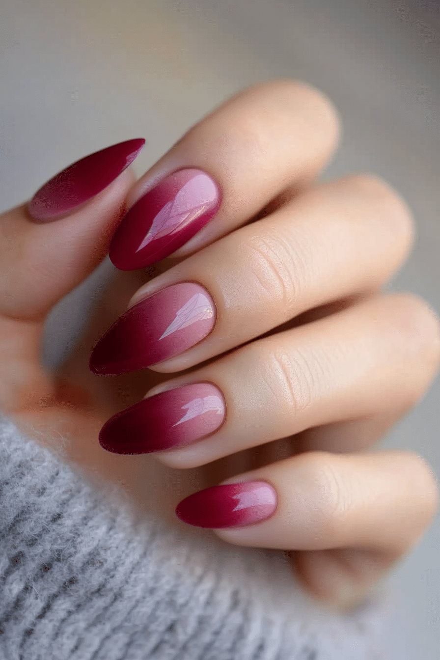 25. Mauve and Burgundy Dual Tone (Burgundy Nail Design Ideas) - Burgundy Nail Design Ideas