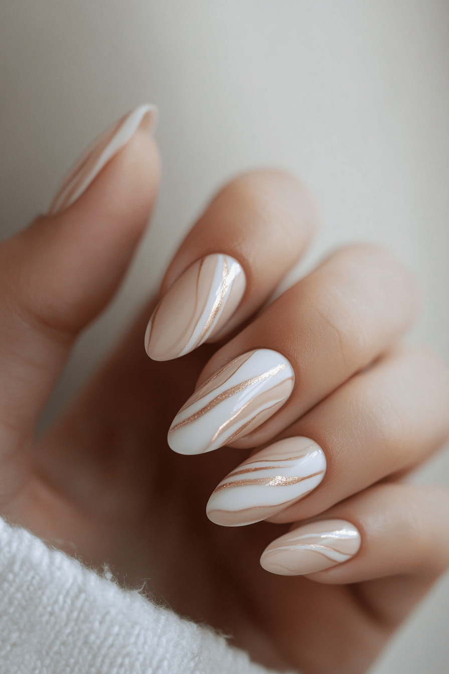 1. Light Beige Marble Swirl Elegance (Classy Nail Design Ideas) - Classy Nail Design Ideas