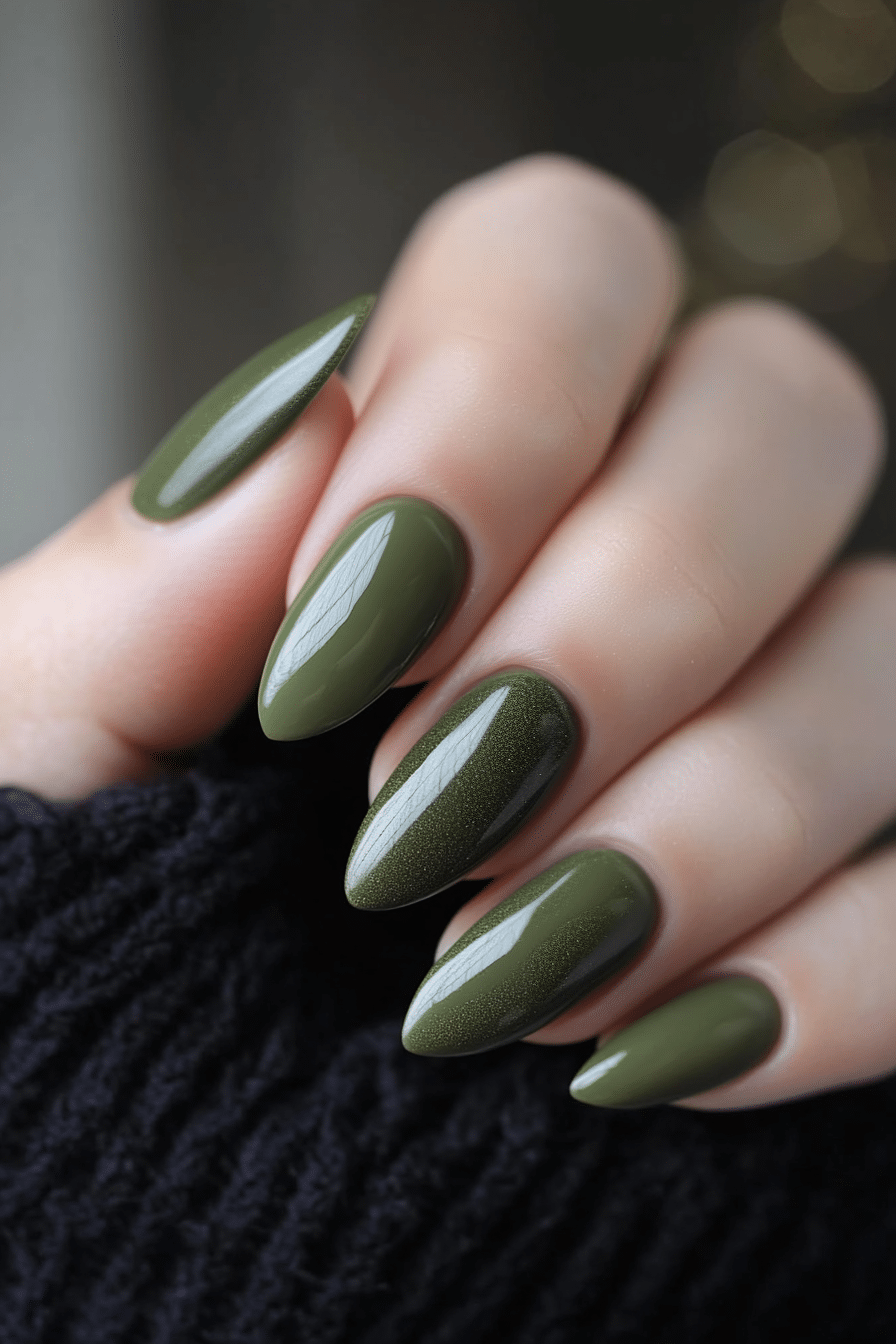 4. Olive Green Serenity (Classy Nail Design Ideas) - Classy Nail Design Ideas