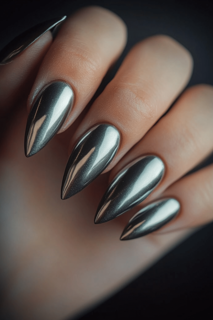 22. Pewter Chrome Sheen (Classy Nail Design Ideas) - Classy Nail Design Ideas
